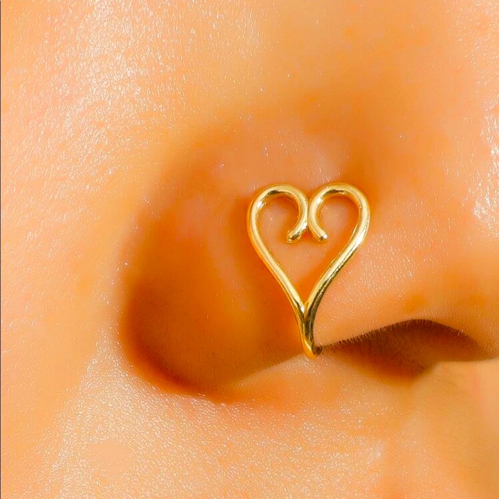 Gold Heart Nose Cuff